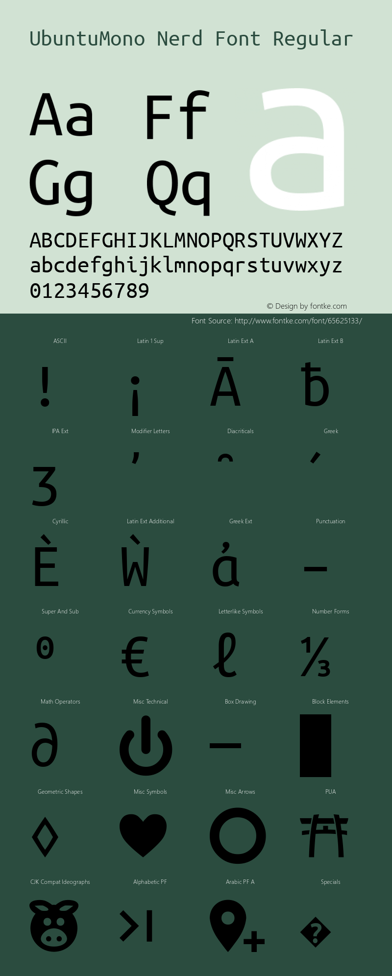 Ubuntu Mono Nerd Font Complete Version 0.80 Font Sample