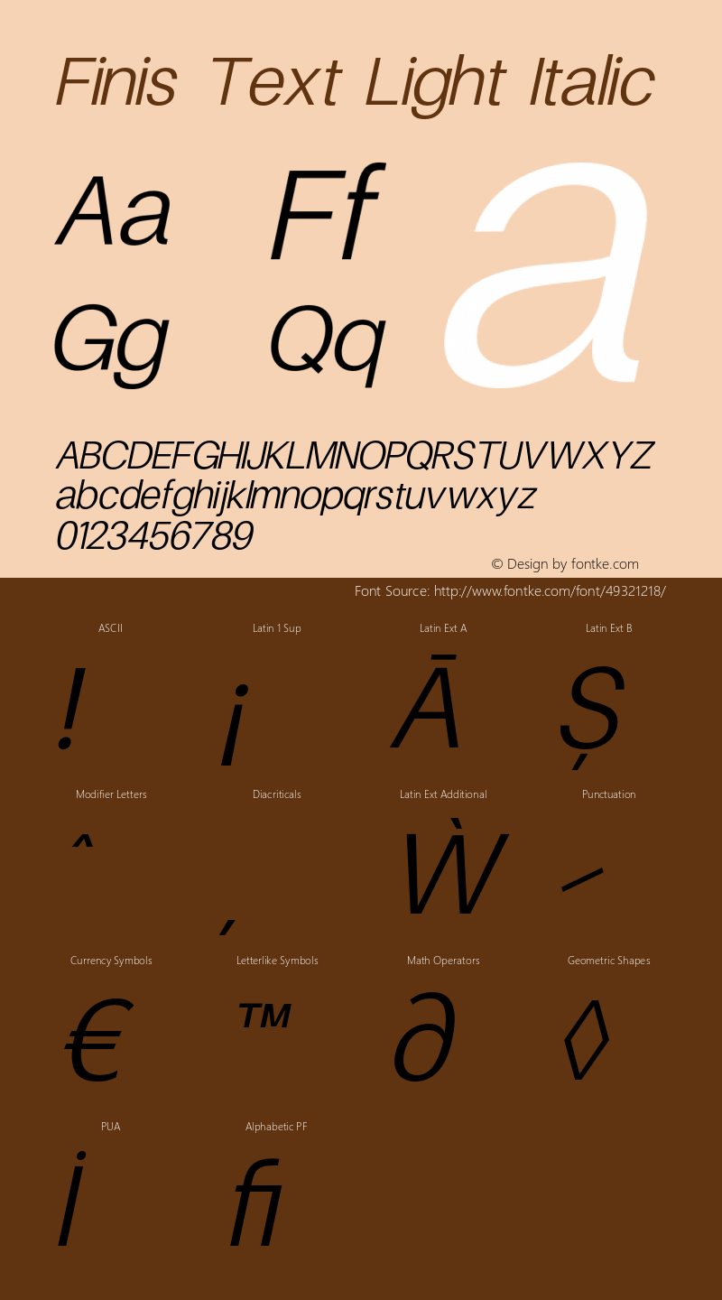 FinisText-LightItalic Version 1.000 Font Sample