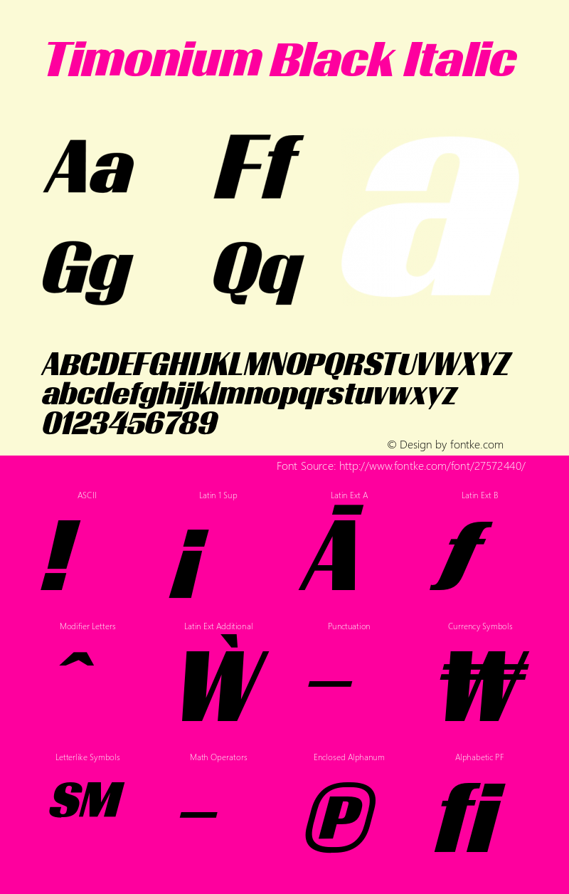 TimoniumBlackItalic Version 001.003 2013 Font Sample