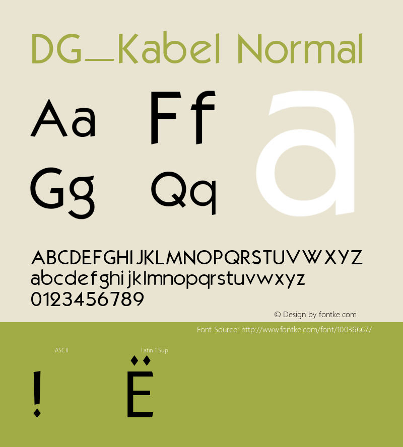 DG_Kabel Normal 1.0 Fri Jun 18 08:53:09 1993 Font Sample