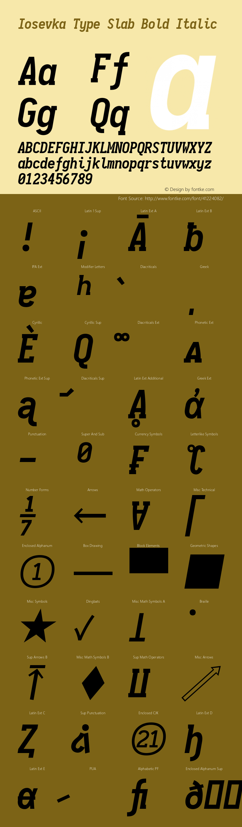 Iosevka Type Slab Bold Italic 2.3.1 Font Sample