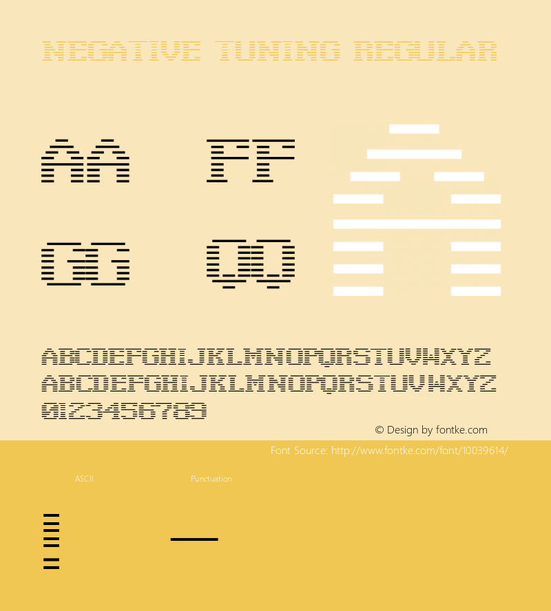 Negative Tuning Regular Macromedia Fontographer 4.1 5/17/00 Font Sample