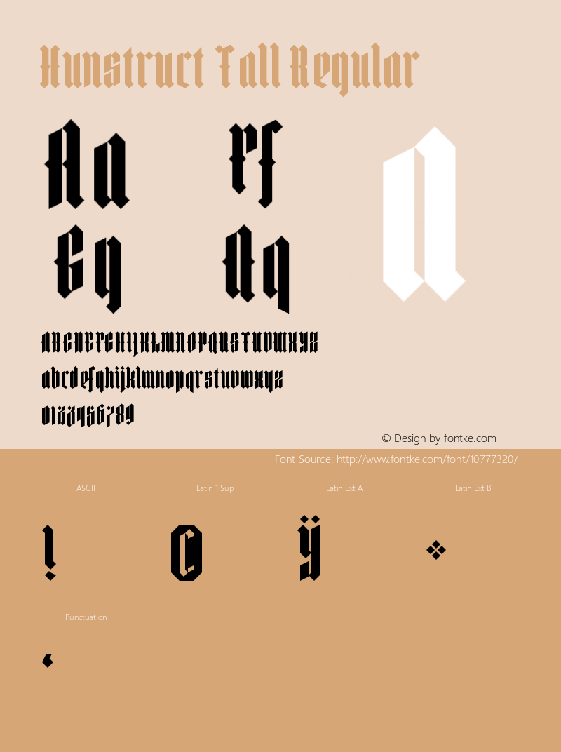 Hunstruct Tall Regular Version 1.0 Font Sample