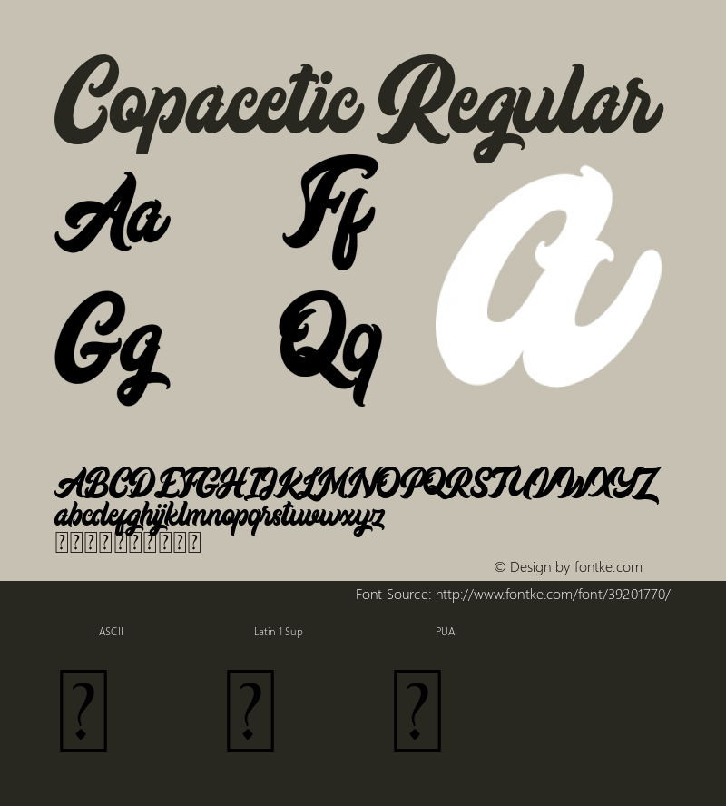 Copacetic Version 1.00;September 5, 2019;FontCreator 11.5.0.2422 32-bit Font Sample