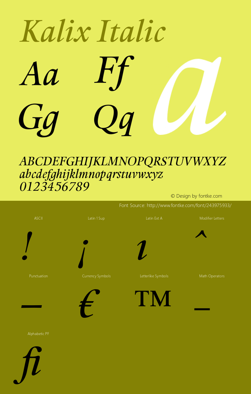 Kalix Italic Version 1.00图片样张