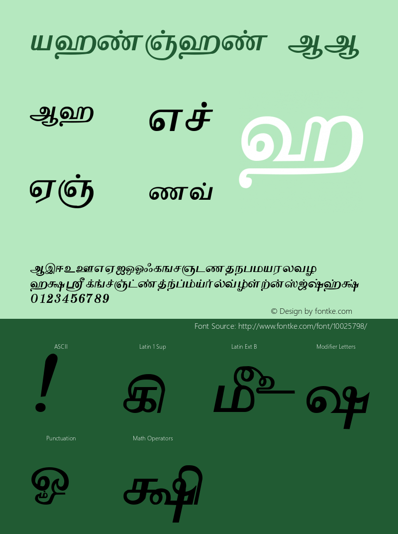 Vaigai AA 1.0 Wed Jan 13 17:42:54 1988 Font Sample