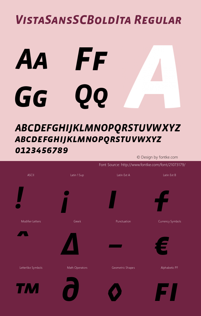 VistaSansSCBoldIta Version 4.0; release Font Sample