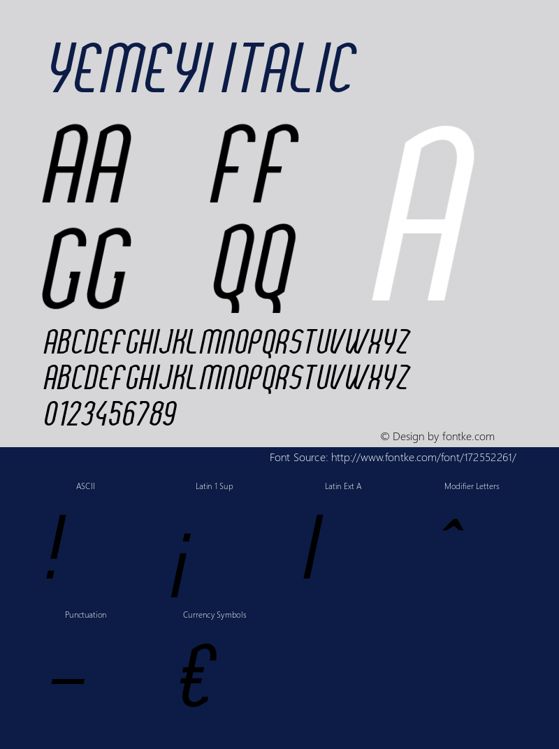 YemeyiItalic Version 1.0; Jan 2021 by Audry Kitoko Makelele图片样张