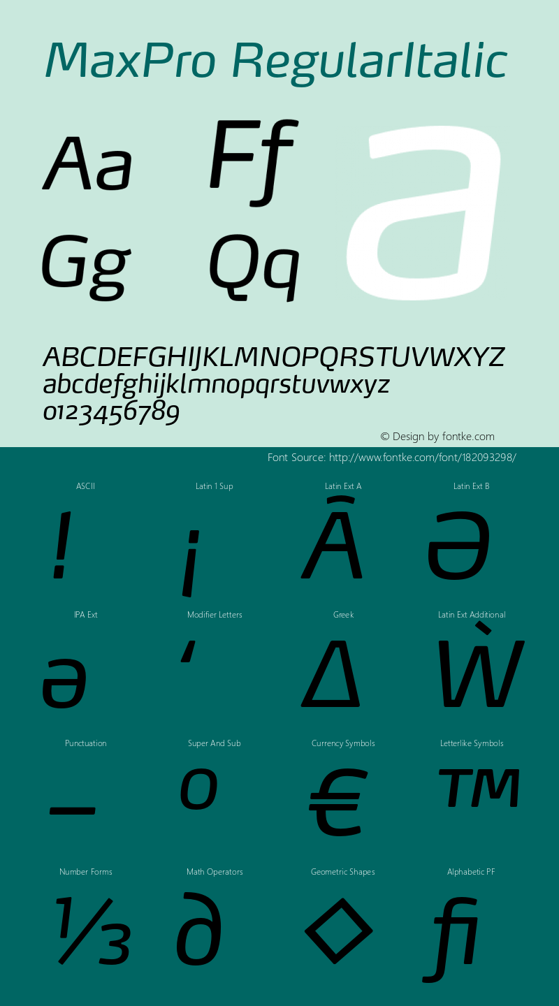 MaxPro-RegularItalic Version 7.504; 2005图片样张