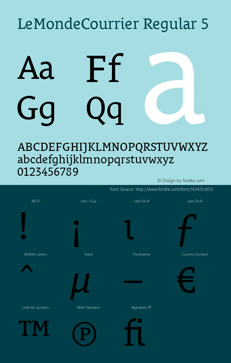 LeMondeCourrier Regular 5 Version 001.006 Font Sample