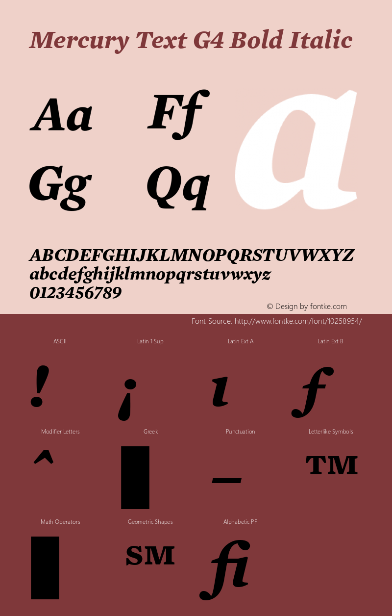 Mercury Text G4 Bold Italic 001.000 Font Sample