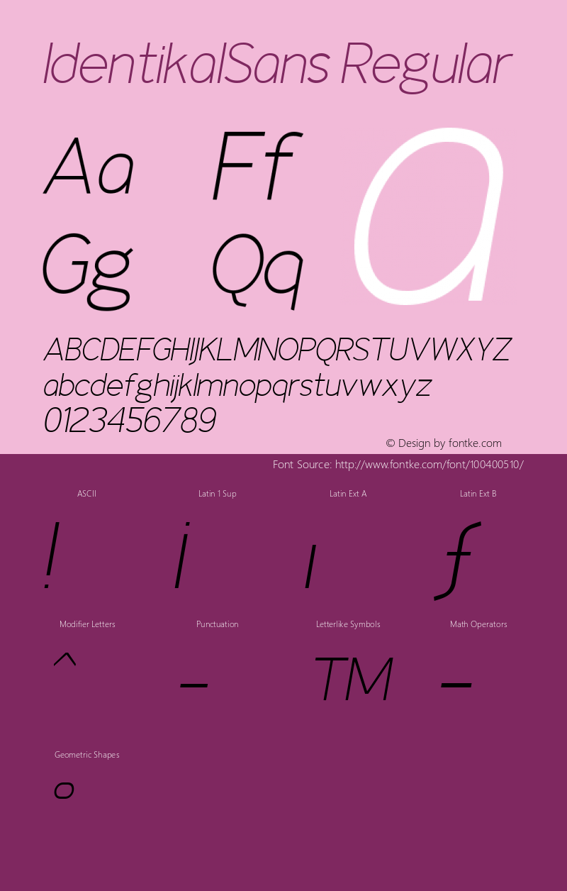 IdentikalSans W05 LightItalic Version 4.10 Font Sample