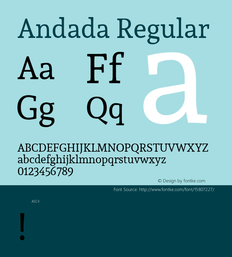 Andada Regular Version 1.003; ttfautohint (v1.4.1) Font Sample