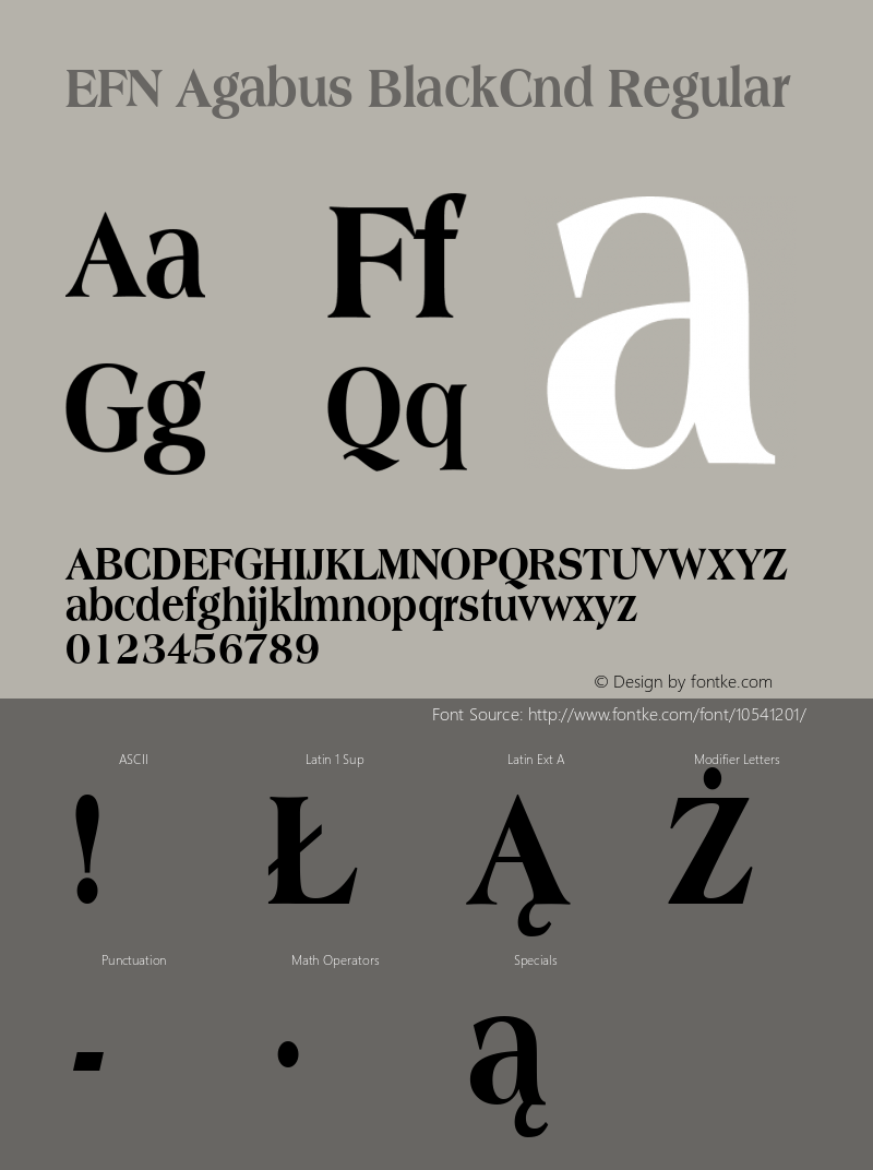 EFN Agabus BlackCnd Regular 1.000 Font Sample