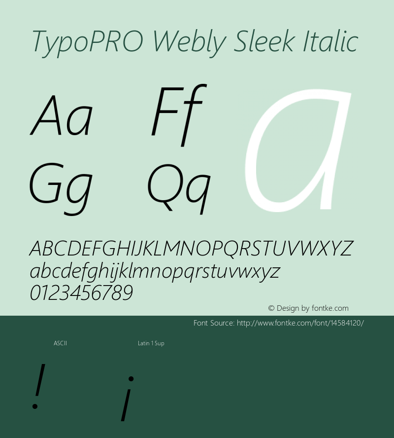 TypoPRO Webly Sleek Italic Version 5.22 January 23, 2013 Font Sample