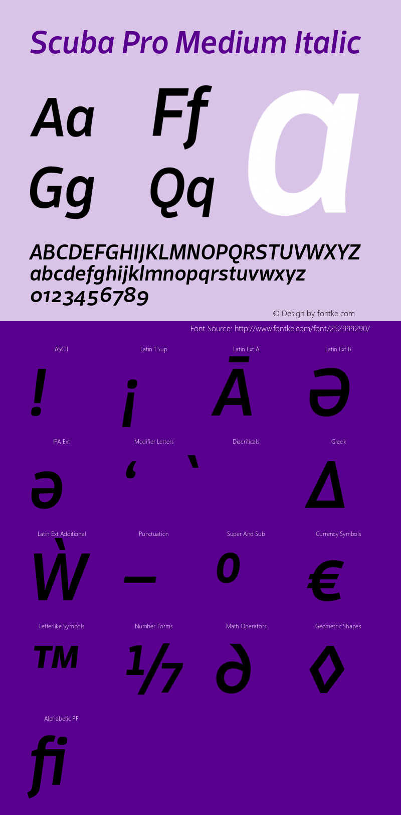 ScubaPro-MediumItalic Version 7.504; 2012; Build 1021图片样张