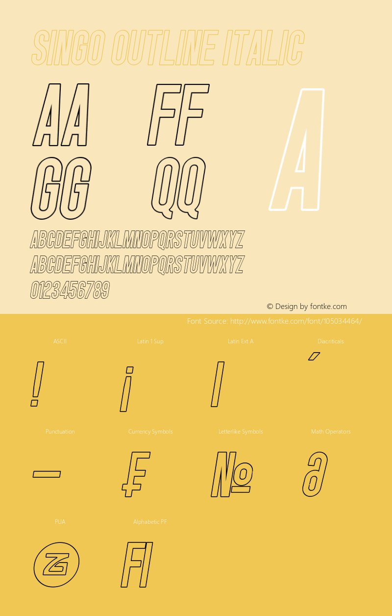 Singo Outline Italic Version 1.00;February 8, 2021;FontCreator 12.0.0.2560 64-bit Font Sample