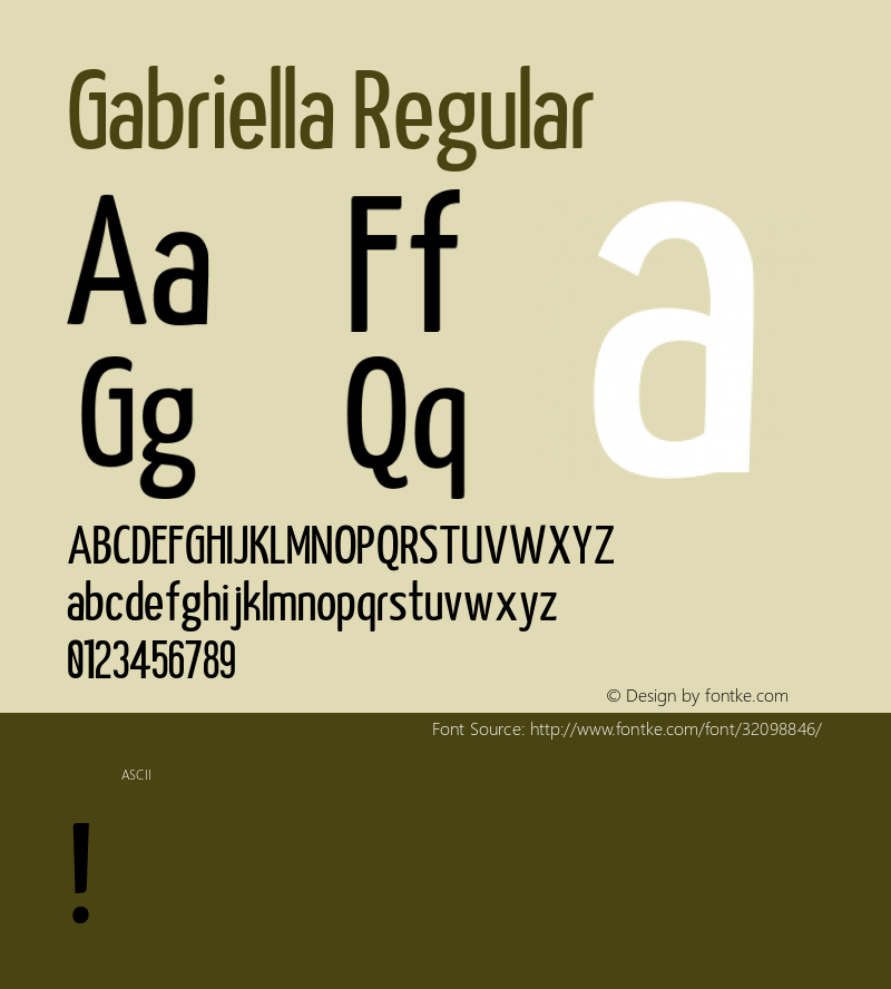 Gabriella Regular Version 1.000 Font Sample