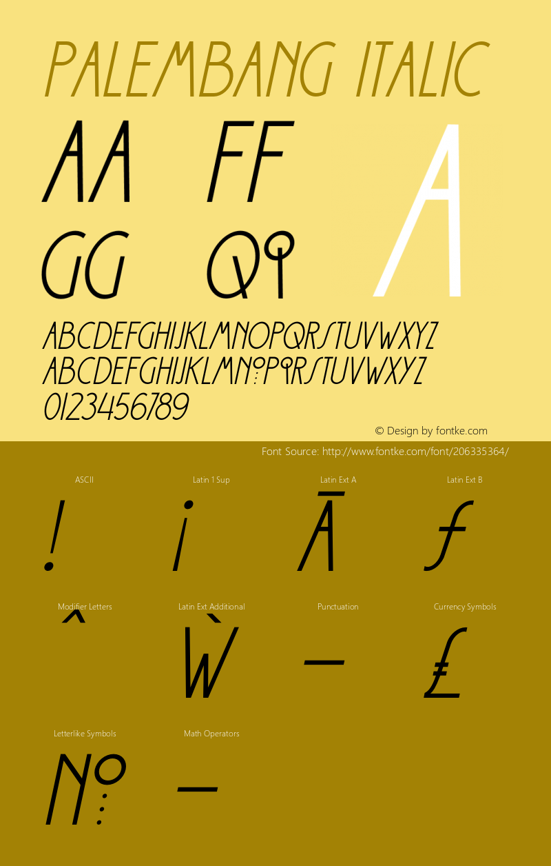 Palembang-Italic Version 1.000图片样张