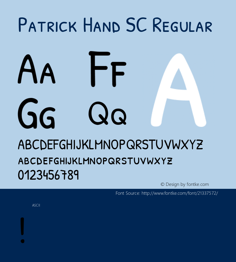 PatrickHandSC Version 1.0 Font Sample