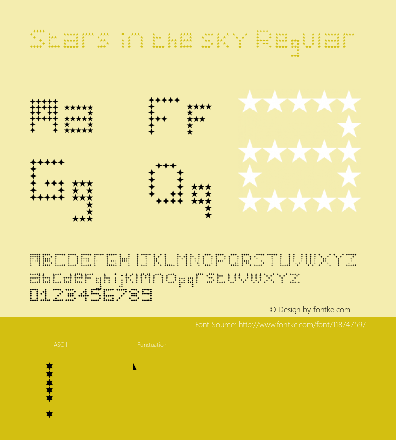 Stars in the sky Regular Version 1.0 Font Sample