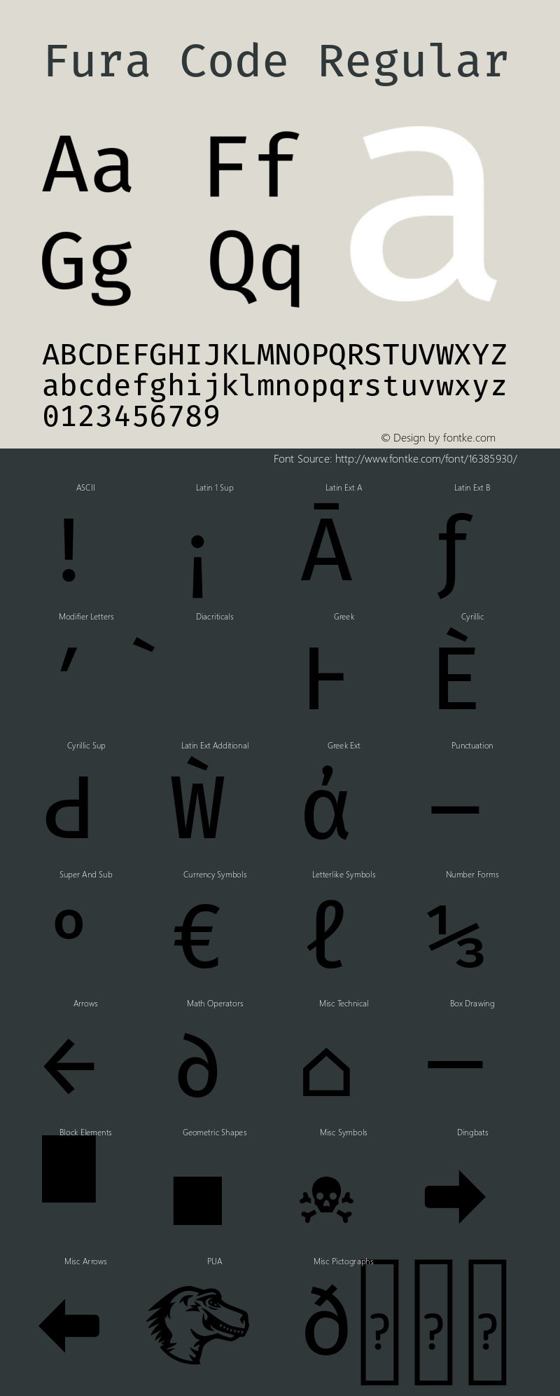 Fura Code Regular Version 1.102;PS 001.102;hotconv 1.0.88;makeotf.lib2.5.64775 Font Sample