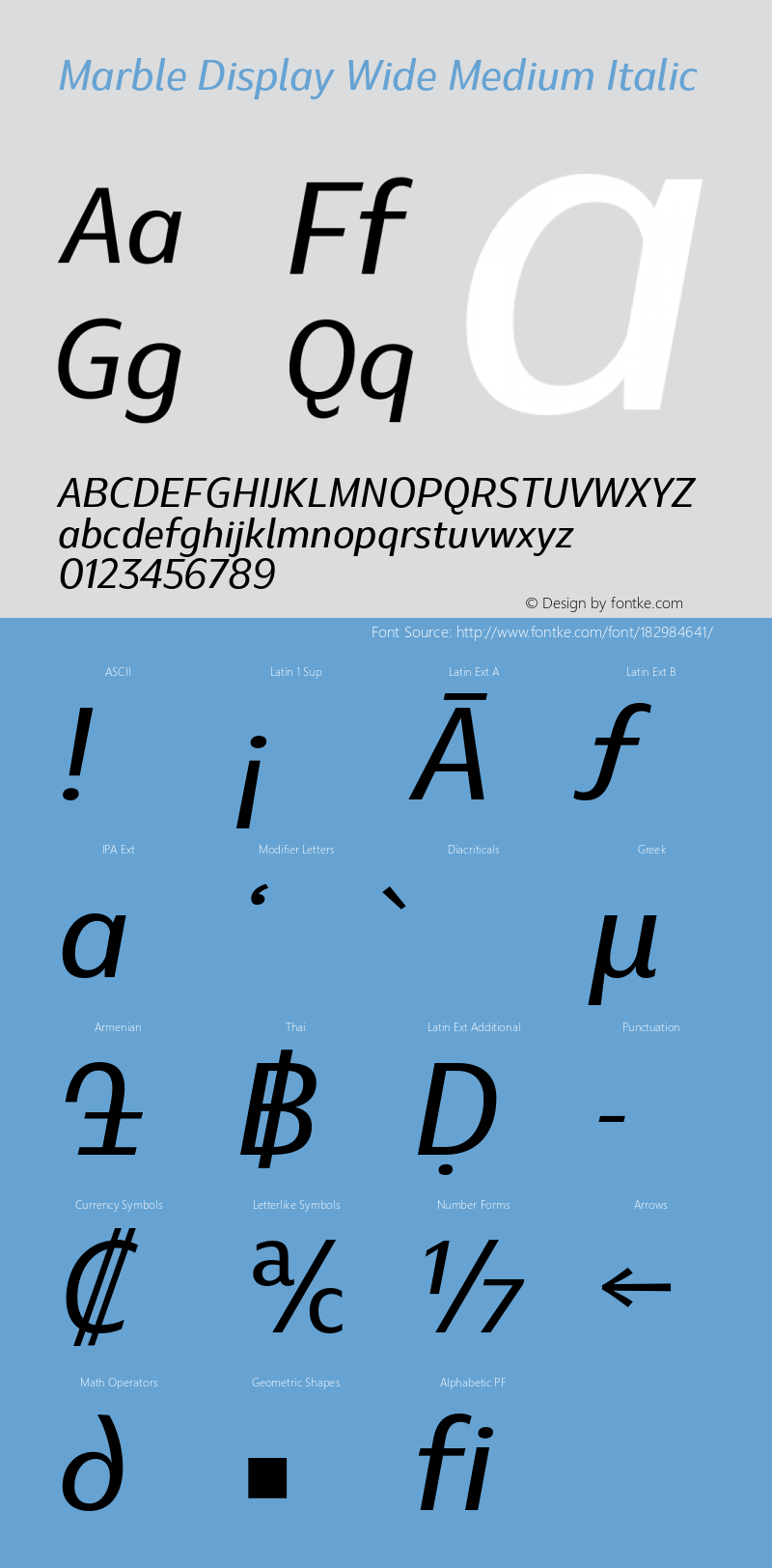 Marble Display Wide Medium Italic Version 1.001图片样张