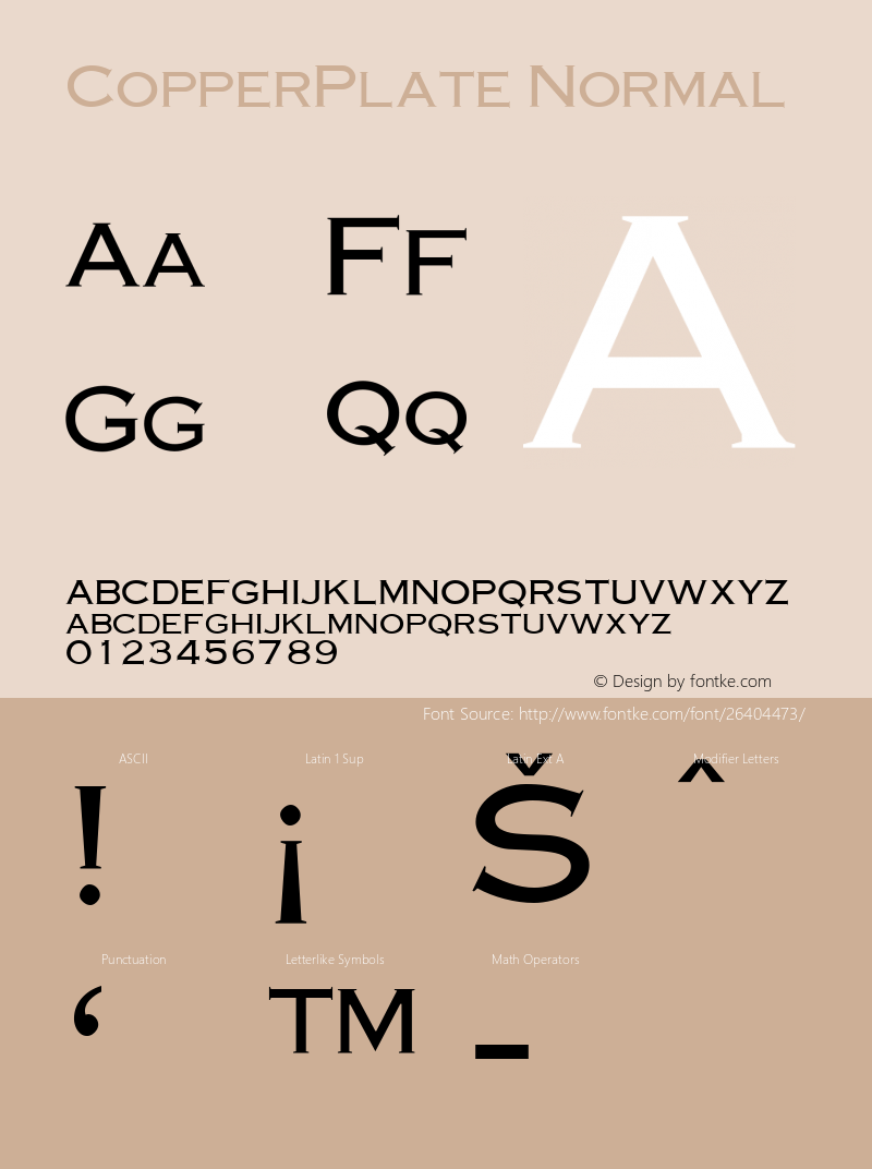 CopperPlate Normal 1.000 Font Sample