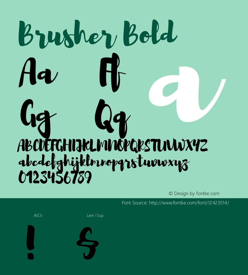 Brusher Bold Version 1.000;PS 001.000;hotconv 1.0.70;makeotf.lib2.5.58329 DEVELOPMENT Font Sample