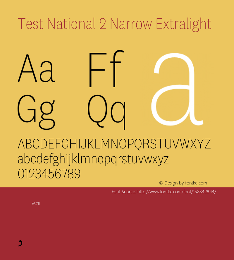 Test National 2 Narrow ExLt Version 1.004;hotconv 1.0.116;makeotfexe 2.5.65601 Font Sample