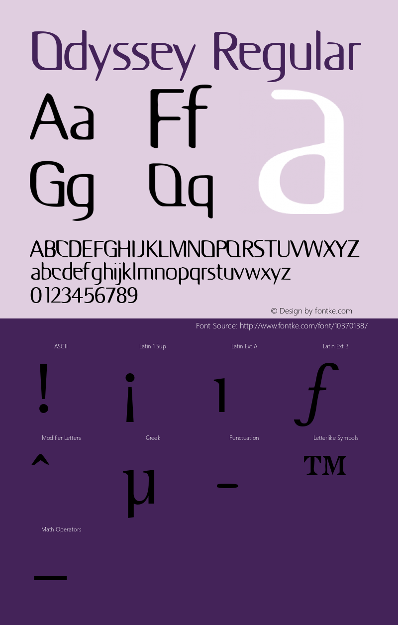 Odyssey Regular Rev. 003.000 Font Sample