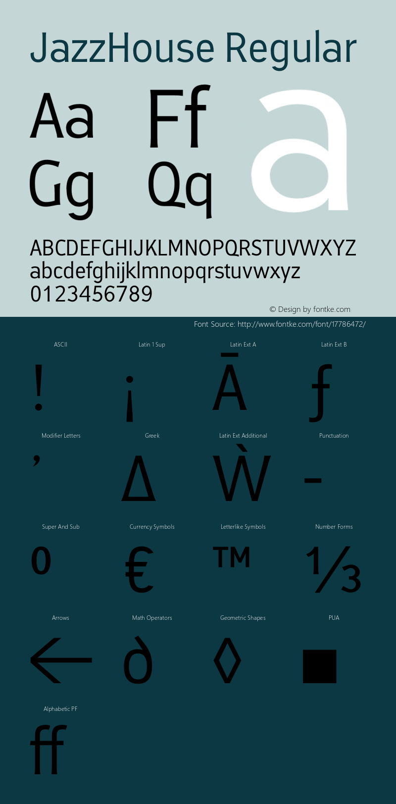 JazzHouse Regular Version 1.002 Font Sample