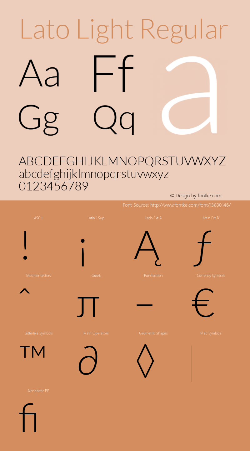 Lato Light Regular Version 1.103; Western+Polish opensource Font Sample