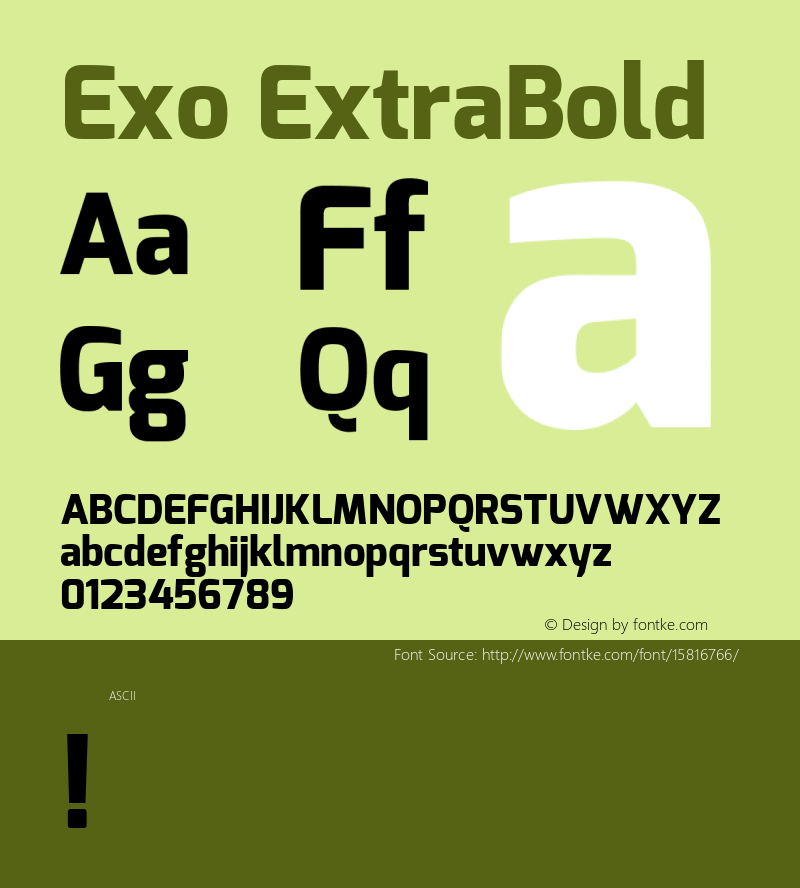 Exo ExtraBold Version 1.00 ; ttfautohint (v1.4.1) Font Sample