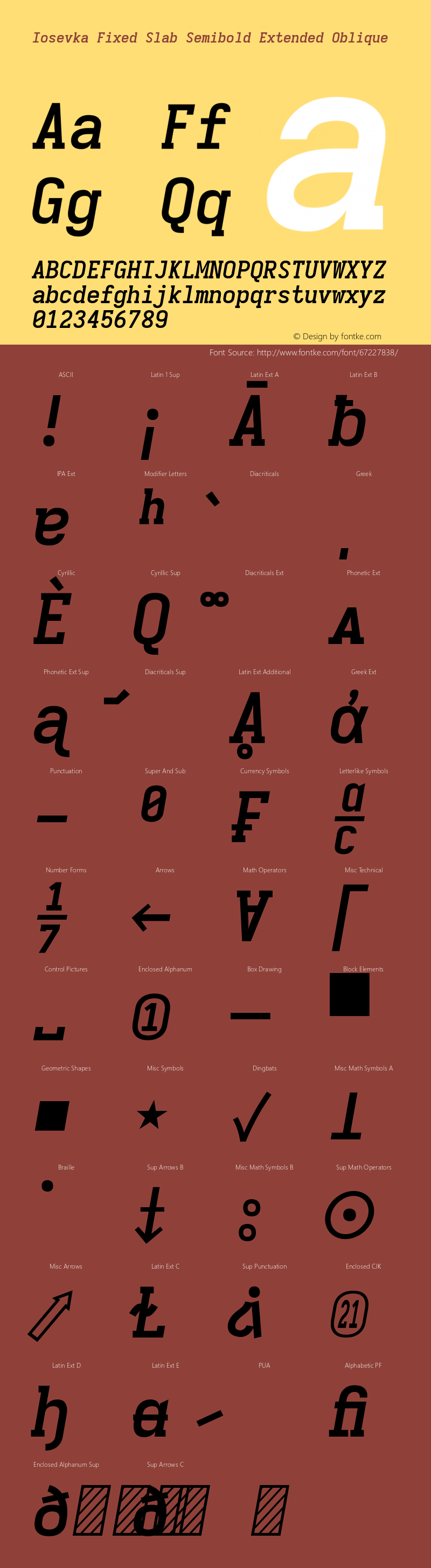 Iosevka Fixed Slab Semibold Extended Oblique 3.0.0-rc.7 Font Sample