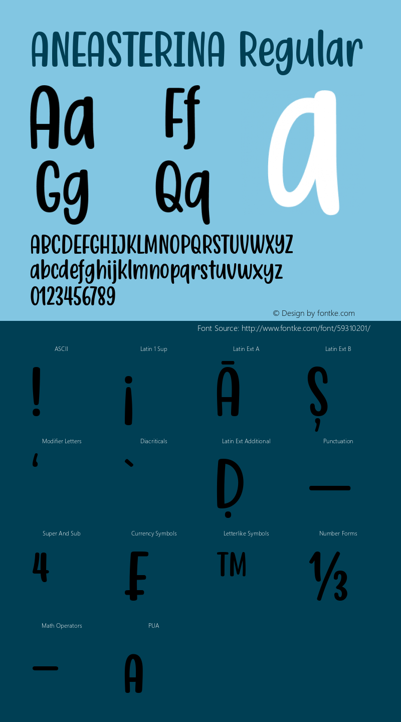 ANEASTERINA Version 1.00;March 22, 2020 Font Sample