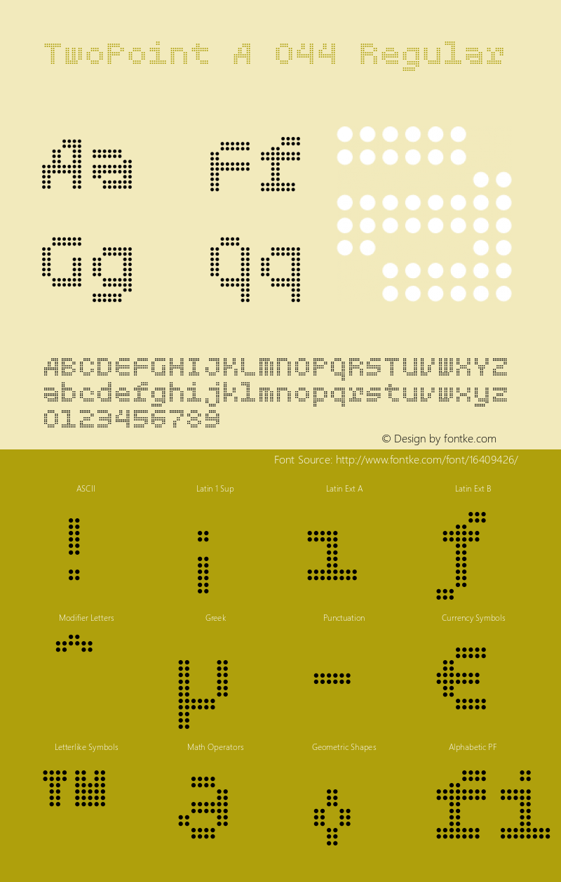 TwoPoint A 044 Regular Version 1.000 Font Sample