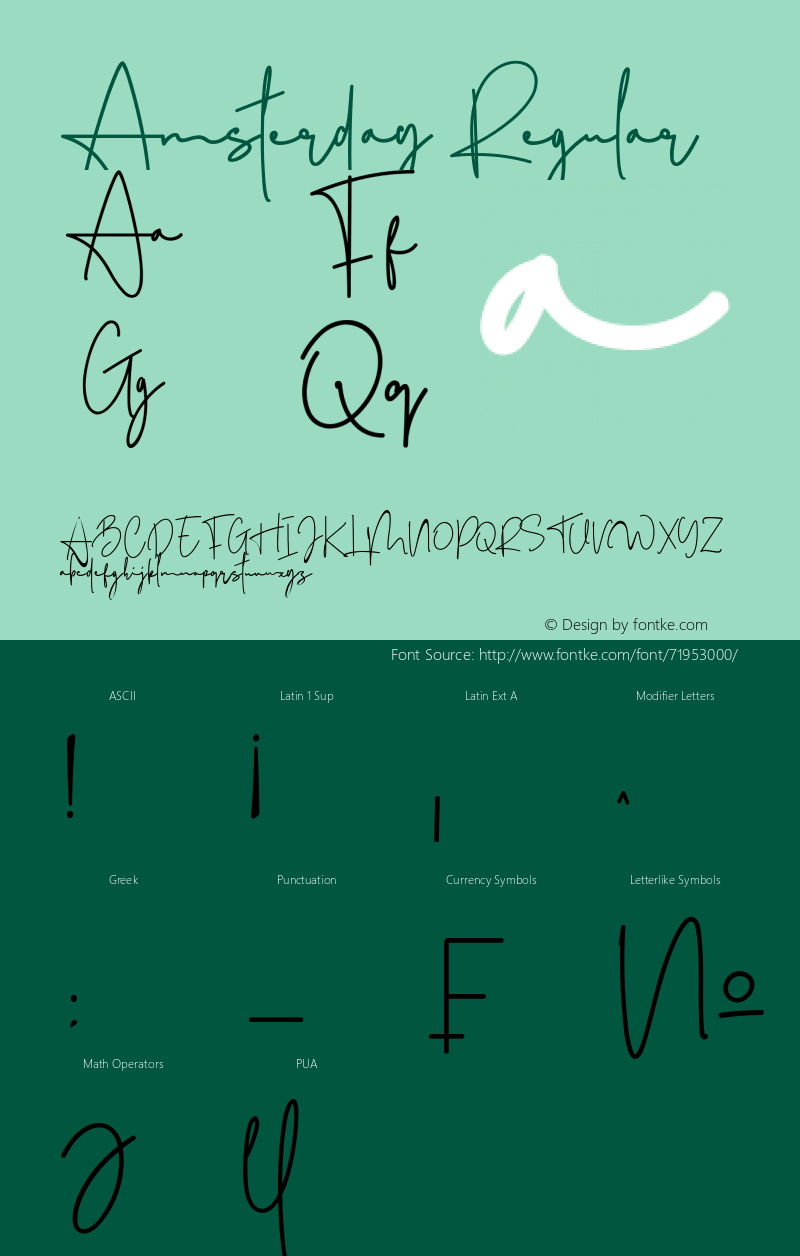 Amsterday Version 1.00;August 11, 2020;FontCreator 11.5.0.2430 32-bit Font Sample