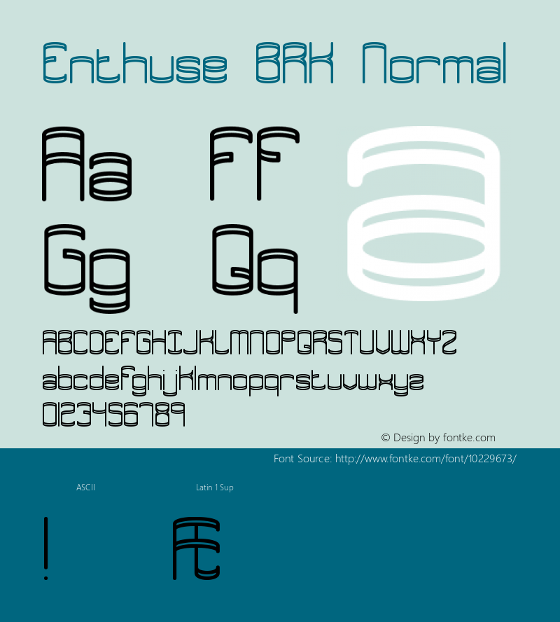 Enthuse BRK Normal Version 1.20 Font Sample