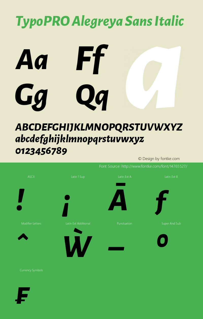 TypoPRO Alegreya Sans Italic Version 1.000;PS 001.000;hotconv 1.0.70;makeotf.lib2.5.58329 DEVELOPMENT Font Sample