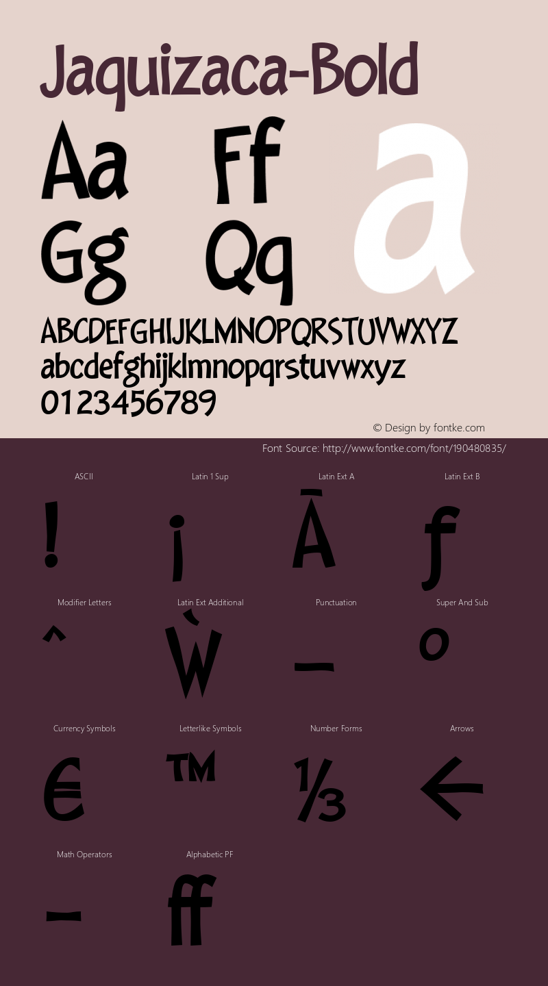 ☞Jaquizaca-Bold Version 1.004;com.myfonts.easy.lamatas.jaquizaca.bold.wfkit2.version.4cxz图片样张