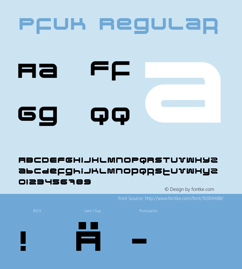Pfuk Regular Version 1.0 Font Sample