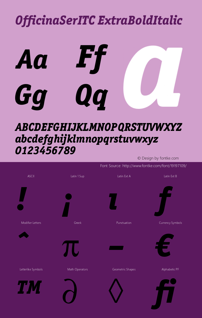 Officina Ser ITC Extra Bold Italic Version 005.000 Font Sample