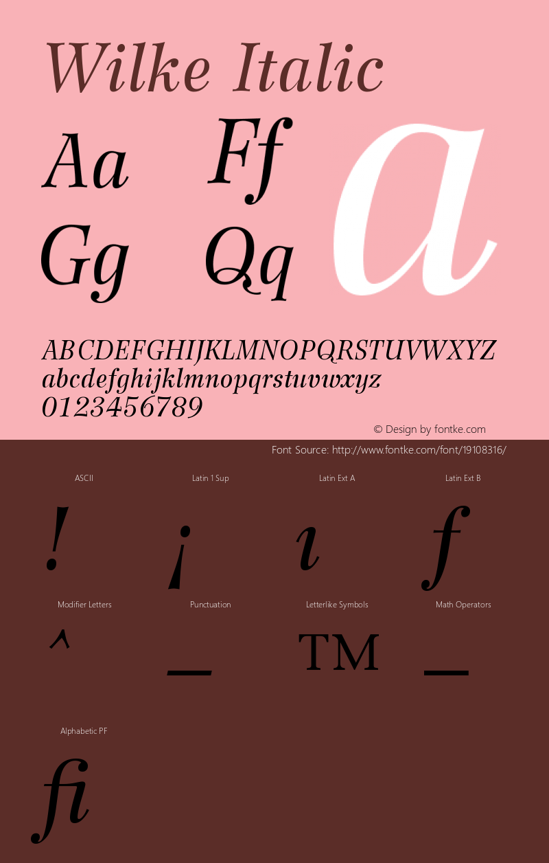 Wilke 56 Italic Version 001.000 Font Sample