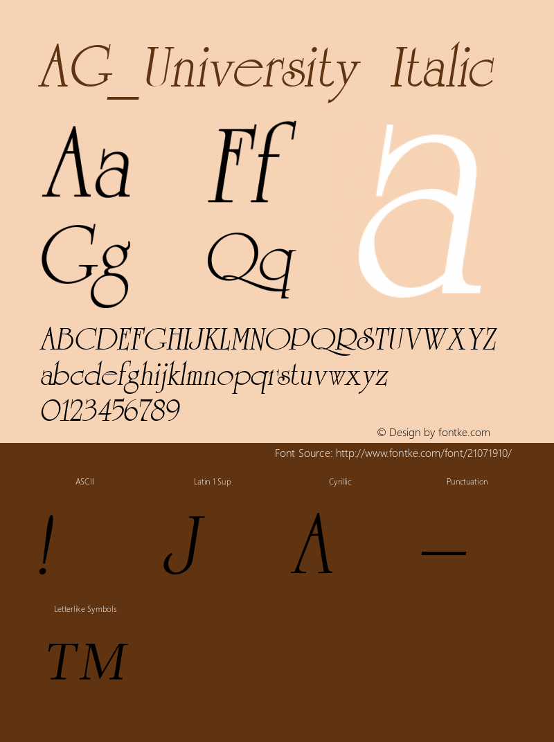 AG_University Italic 001.000 Font Sample