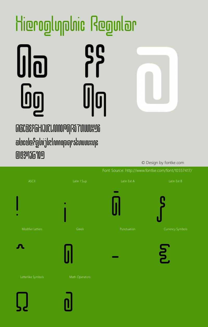 Hieroglyphic Regular Version 0.926 May 25, 2014 Font Sample