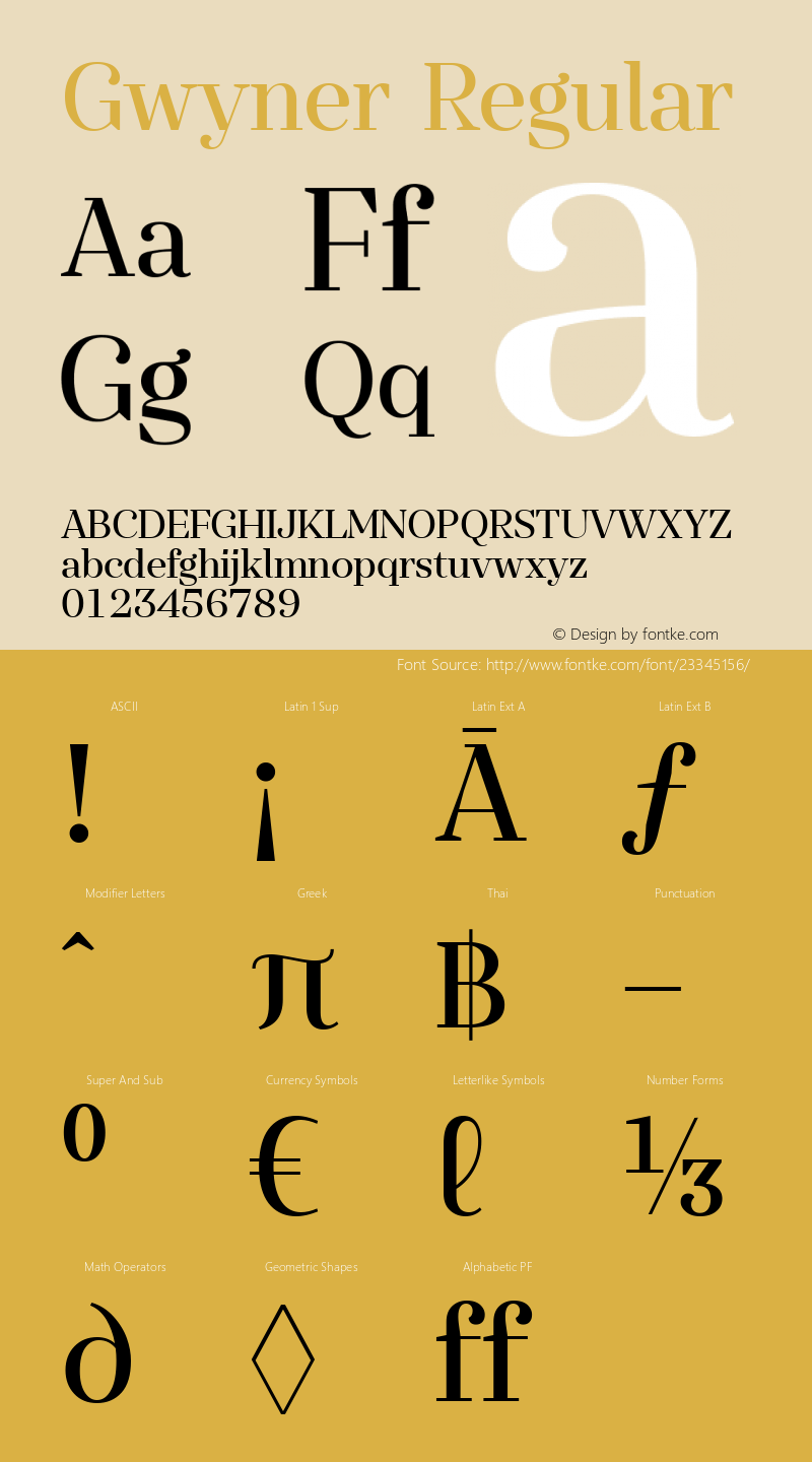 Gwyner Regular Version 1.000 Font Sample