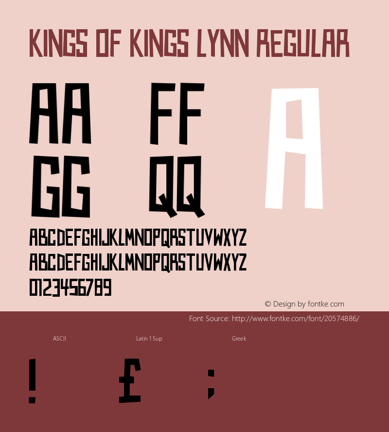 Kings of Kings Lynn Version 1.00 June 23, 2013, initial release Font Sample