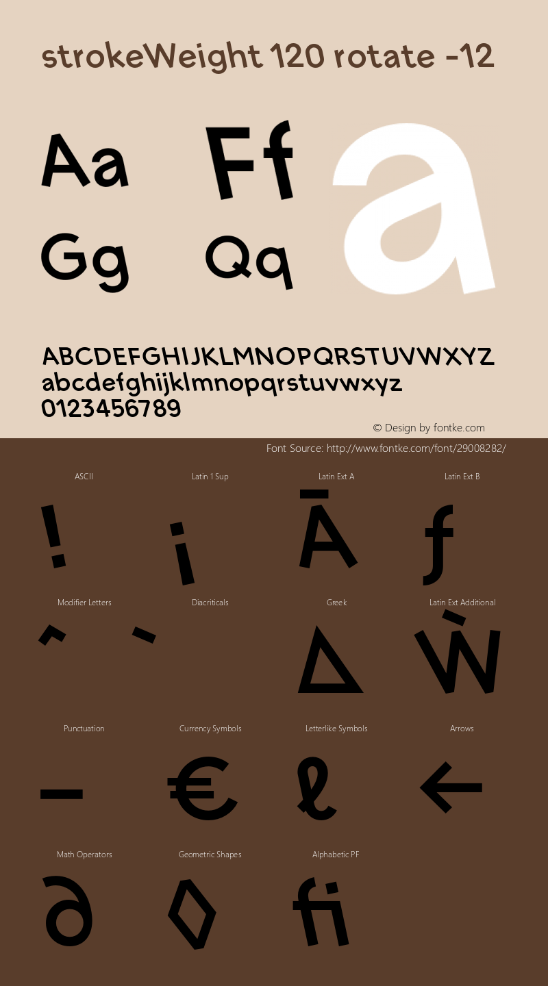 strokeWeight-120rotateL12 Version 1.007 Font Sample