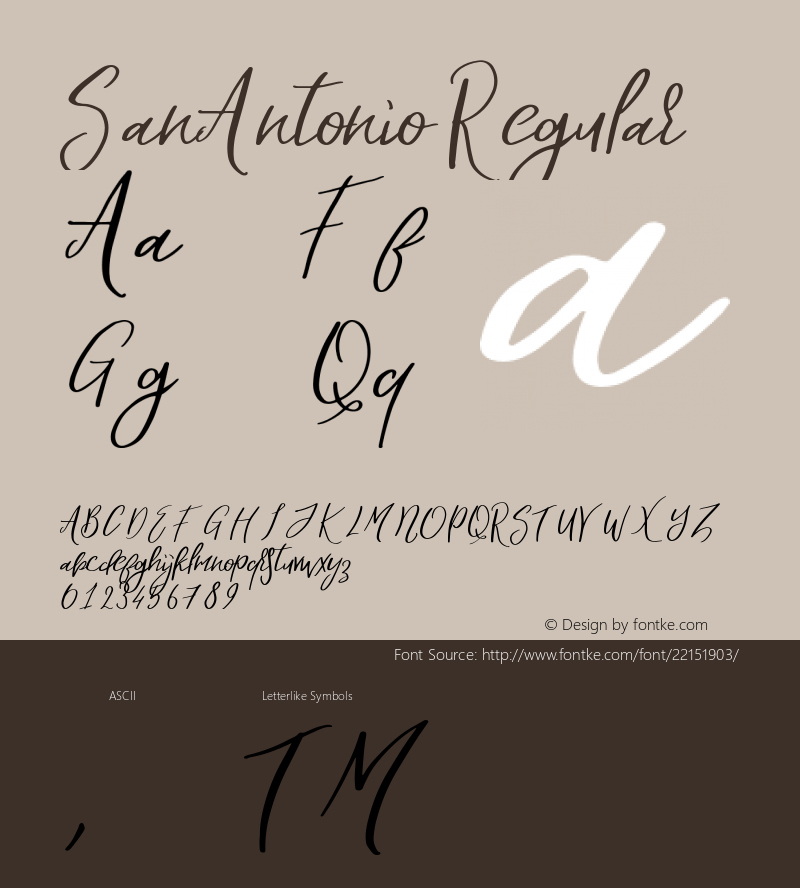 SanAntonio Regular Version 1.000 Font Sample